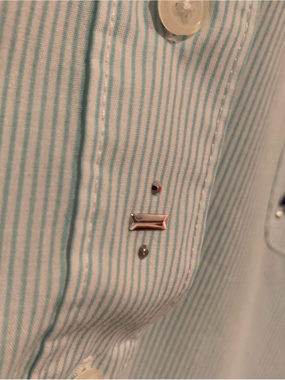 Embroidered aqua Asian button down - Picture 5 of 6